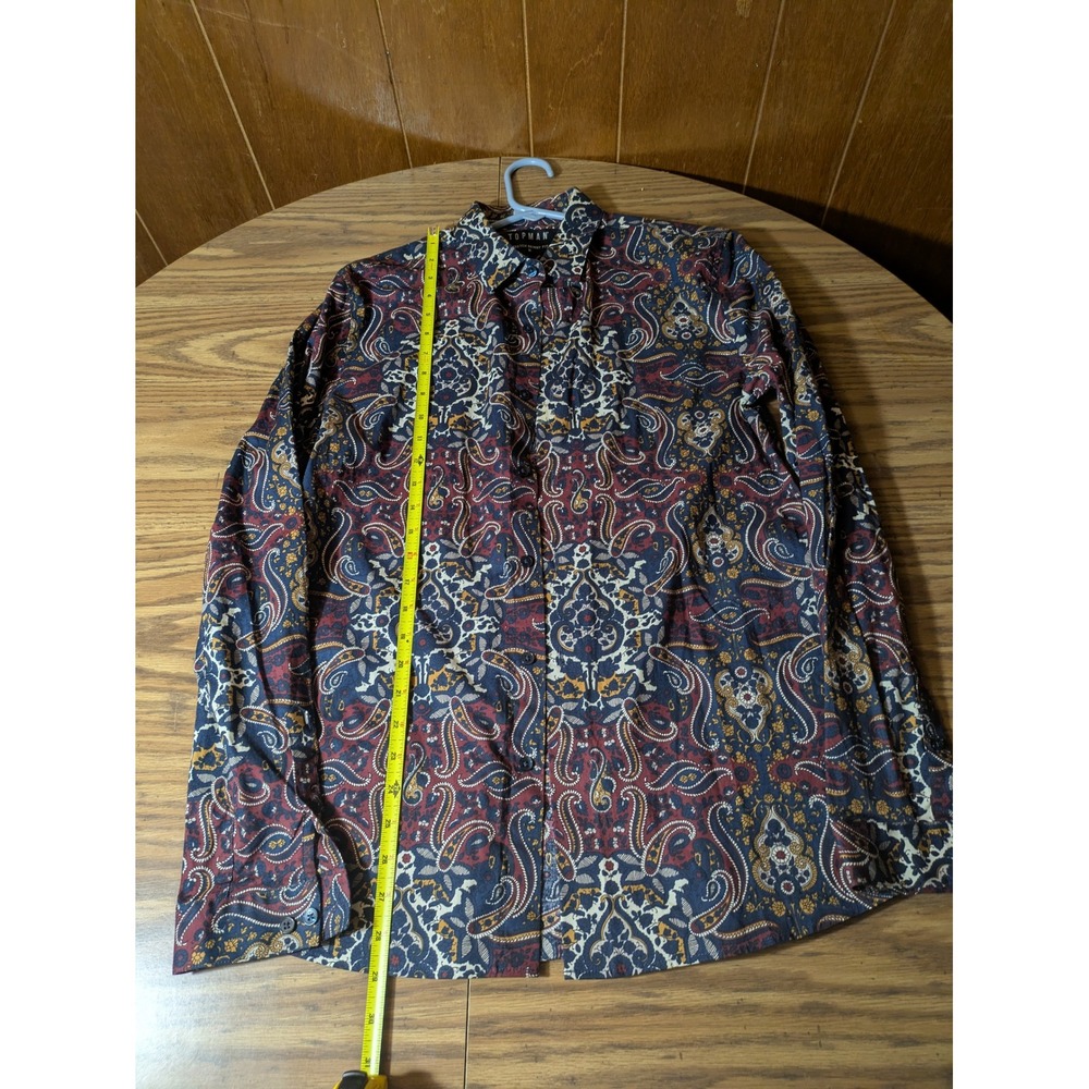Topman Mens Stretch Skinny Fit Paisley Button Down Shirt Multicolor Size M